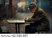 Frail Lonely elderly man. Generate Ai. Стоковое AI-изображение, AI-художник Иван Рябоконь / Фотобанк Лори