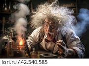 Reclusive Mad old scientist. Generate Ai. Стоковое AI-изображение, AI-художник Иван Рябоконь / Фотобанк Лори