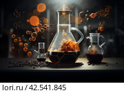 Aromatic Cup of natural coffee molecular component. Generate ai. Стоковое AI-изображение, AI-художник Иван Рябоконь / Фотобанк Лори