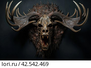 Antlered Moose head. Generate Ai. Стоковое AI-изображение, AI-художник Иван Рябоконь / Фотобанк Лори