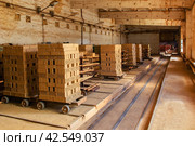 Brickworks. Production workshop inside. Manufacturing facility. Стоковое фото, фотограф Евгений Ткачёв / Фотобанк Лори