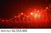 Red and Black Background With Bar Chart. Стоковое AI-изображение, AI-художник Юлия Гапеенко / Фотобанк Лори