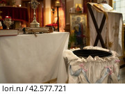 Baptismal font in a Christian church. Стоковое фото, фотограф Irina Kuchugurina/Gaudy / Фотобанк Лори