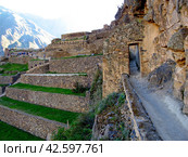 Inca ruins Ollantaytambo, Urubamba Sacred Valley, Peru, South America (2011 год). Стоковое фото, фотограф Сергей Стрелков / Фотобанк Лори