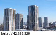 Moscow March 22 2024. LIFE VARSHAVSKAYA residential quarter is located between two metro stations Varshavskaya and Kashirskaya. Developer PIONEER company is one of the leading developers Russia. Редакционное фото, фотограф Скрипачев Антон / Фотобанк Лори