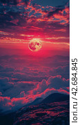 Vibrant Sunset With Clouds. Стоковое AI-изображение, AI-художник Юлия Гапеенко / Фотобанк Лори