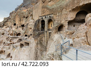 View of the historic cave city and the monastery complex of Vardzia. Стоковое фото, фотограф Яков Филимонов / Фотобанк Лори