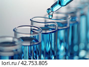 Modern Medical Research Laboratory. Scientific Lab Biotechnology. Equipment of that used in laboratories, hospitals, research labs, industry etc. Analysis of solvents, drugs, residues, pharmaceuticals. Стоковое AI-изображение, AI-художник Марина Демидюк / Фотобанк Лори