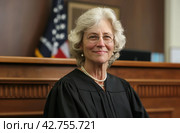 Senior judge in courtroom. Стоковое AI-изображение, AI-художник Данил Руденко / Фотобанк Лори