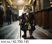 Кот мушкетер. кот в сапогах. Cat in the Style of a 17th Century CountGenerated by AI. Стоковое AI-изображение, AI-художник Алексей Траст / Фотобанк Лори