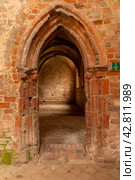 CHORIN, GERMANY - APRIL 01, 2024: Ruin of Chorin Abbey. Chorin Abbey (Kloster Chorin) is a former Cistercian abbey. An example of Gothic architecture. Founded in 1258. It was secularized in 1542. Редакционное фото, фотограф Sergey Kohl / Фотобанк Лори