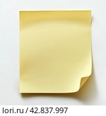 Blank Yellow Sticky Note on White Surface. Стоковое AI-изображение, AI-художник Кирилл Черезов / Фотобанк Лори