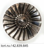 Jet Engine Turbine Blades Close-up. Стоковое AI-изображение, AI-художник Кирилл Черезов / Фотобанк Лори