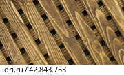 Текстура деревянной решетки на черном фоне. Вращение. Вид сверху. Wooden lattice texture on a black background. Rotation. Стоковое видео, видеограф Александр Собко / Фотобанк Лори