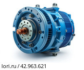 Industrial Electric Motor on White Background. Стоковое AI-изображение, AI-художник Кирилл Черезов / Фотобанк Лори