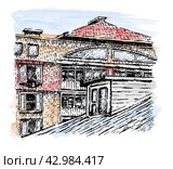 Dormer window. Sketch. Стоковая иллюстрация, иллюстратор Любовь Назарова / Фотобанк Лори