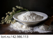 Powdery Plate flour. Generate Ai. Стоковое AI-изображение, AI-художник Иван Рябоконь / Фотобанк Лори
