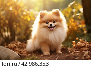 Refreshing Pomeranian dog cooling off. Generate ai. Стоковое AI-изображение, AI-художник Иван Рябоконь / Фотобанк Лори