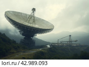 Radiotelescope antenna. Generate Ai. Стоковое AI-изображение, AI-художник Иван Рябоконь / Фотобанк Лори
