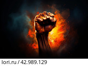Raised fist blurry. Generate AI. Стоковое AI-изображение, AI-художник Иван Рябоконь / Фотобанк Лори