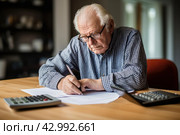 Meticulous Pensioner managing finances. Generate Ai. Стоковое AI-изображение, AI-художник Иван Рябоконь / Фотобанк Лори