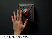 Forceful Hand pushes the button. Generate ai. Стоковое AI-изображение, AI-художник Иван Рябоконь / Фотобанк Лори