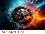 Vibrant Racing wheel color splash. Generate Ai. Стоковое AI-изображение, AI-художник Иван Рябоконь / Фотобанк Лори