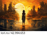 Biblical Samaritan woman well city. Generate Ai. Стоковое AI-изображение, AI-художник Иван Рябоконь / Фотобанк Лори