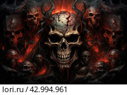 Gruesome Skull creepy blood demons. Generate Ai. Стоковое AI-изображение, AI-художник Иван Рябоконь / Фотобанк Лори