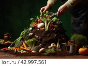 Eco-friendly Composting food waste. Generate Ai. Стоковое AI-изображение, AI-художник Иван Рябоконь / Фотобанк Лори