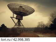 Sophisticated Radiotelescope antenna. Generate Ai. Стоковое AI-изображение, AI-художник Иван Рябоконь / Фотобанк Лори