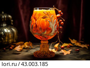 Creamy Pumpkin drink glass. Generate Ai. Стоковое AI-изображение, AI-художник Иван Рябоконь / Фотобанк Лори