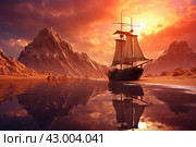 Incongruous Sailboat desert. Generate Ai. Стоковое AI-изображение, AI-художник Иван Рябоконь / Фотобанк Лори