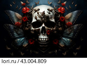 Spectral Skull butterfly. Generate Ai. Стоковое AI-изображение, AI-художник Иван Рябоконь / Фотобанк Лори