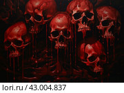 Macabre Skull creepy blood demons. Generate Ai. Стоковое AI-изображение, AI-художник Иван Рябоконь / Фотобанк Лори
