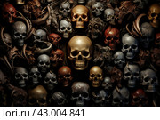 Gruesome Skull creepy blood demons. Generate Ai. Стоковое AI-изображение, AI-художник Иван Рябоконь / Фотобанк Лори