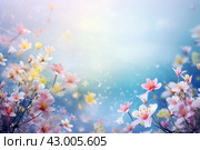 Spring flower background. Generate Ai. Стоковое AI-изображение, AI-художник Иван Рябоконь / Фотобанк Лори