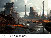 Noxious Polluted air factory. Generate Ai. Стоковое AI-изображение, AI-художник Иван Рябоконь / Фотобанк Лори