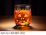 Spiced Pumpkin drink glass. Generate Ai. Стоковое AI-изображение, AI-художник Иван Рябоконь / Фотобанк Лори