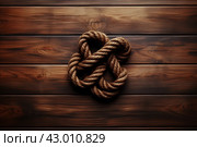 Maritime Marine knot on wooden background. Generate AI. Стоковое AI-изображение, AI-художник Иван Рябоконь / Фотобанк Лори