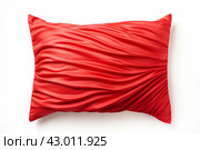 Striking Red bright pillow isolated on white background. Generate Ai. Стоковое AI-изображение, AI-художник Иван Рябоконь / Фотобанк Лори