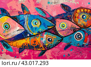 Arthouse fish on pink canvas. Стоковое AI-изображение, AI-художник Данил Руденко / Фотобанк Лори