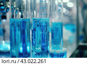 Modern Medical Research Laboratory. Scientific Lab Biotechnology. Equipment of that used in laboratories, hospitals, research labs, industry etc. Analysis of solvents, drugs, residues, pharmaceuticals. Стоковое AI-изображение, AI-художник Марина Демидюк / Фотобанк Лори