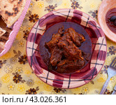 Chorba frik with lamb - traditional soup closeup, Tunisian cuisine. Стоковое фото, фотограф Яков Филимонов / Фотобанк Лори
