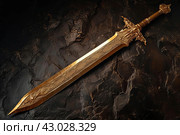 Ancient relic sword gold. Generate Ai. Стоковое AI-изображение, AI-художник Иван Рябоконь / Фотобанк Лори