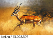 Running antelope. Generate AI. Стоковое AI-изображение, AI-художник Иван Рябоконь / Фотобанк Лори