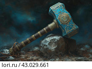 Mythical Ancient fantasy hammer. Generate Ai. Стоковое AI-изображение, AI-художник Иван Рябоконь / Фотобанк Лори