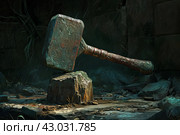 Massive Ancient fantasy hammer. Generate Ai. Стоковое AI-изображение, AI-художник Иван Рябоконь / Фотобанк Лори