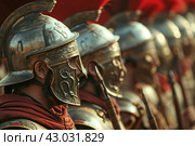 Disciplined Ancient rome army. Generate Ai. Стоковое AI-изображение, AI-художник Иван Рябоконь / Фотобанк Лори