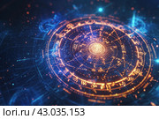 Enchanting Astral fiery astrological horoscope circle. Generate ai. Стоковое AI-изображение, AI-художник Иван Рябоконь / Фотобанк Лори